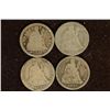 Image 1 : 1853, 88, 90 & 1891 SILVER SEATED LIBERTY DIMES