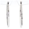 Image 3 : Solid 14K White Gold 1.50 ctw Round Brilliant Diamond Circle Hoop Snap Earrings