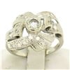 Image 5 : Vintage 14k White Gold 1.0 ctw Round Brilliant & Single Cut Diamond Cocktail Rin