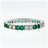 Image 4 : 14K White Gold 1.40 ctw Round Shared Prong Diamond & Emerald Eternity Band Ring