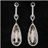 Image 2 : 14K White Gold Smoky Quartz & .48 ctw Diamond Halo Day Night Hoop Dangle Earring