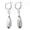 Image 6 : 14K White Gold Smoky Quartz & .48 ctw Diamond Halo Day Night Hoop Dangle Earring