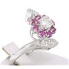Image 4 : 14k White Gold 1.10 ctw Diamond & Ruby Ladies Crossover FINE Cocktail Ring