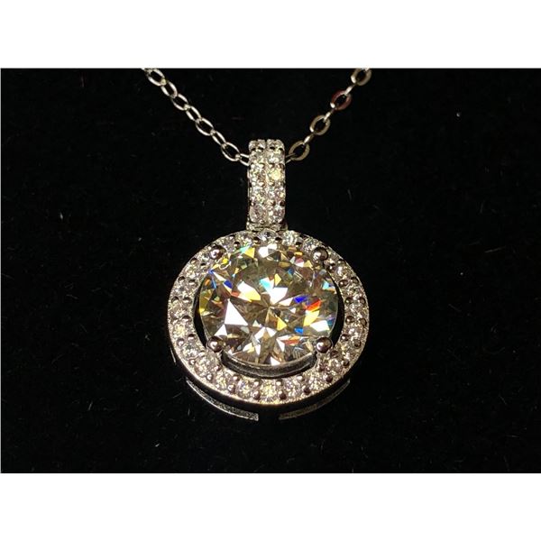 $1,680 Very Light Blue Moissanite (2.0ct) 34 round cut Moissanites (0.34ct) Silver combination cast