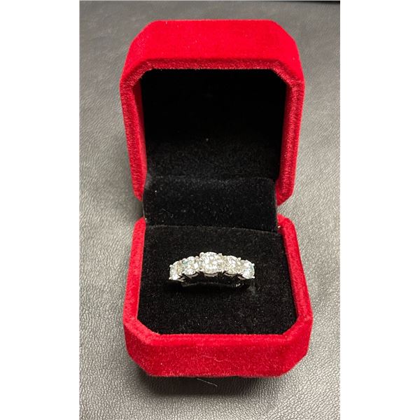 5 Full cut round brilliant moissanite VVS w/center being slightly larger than the other 4 set in pla