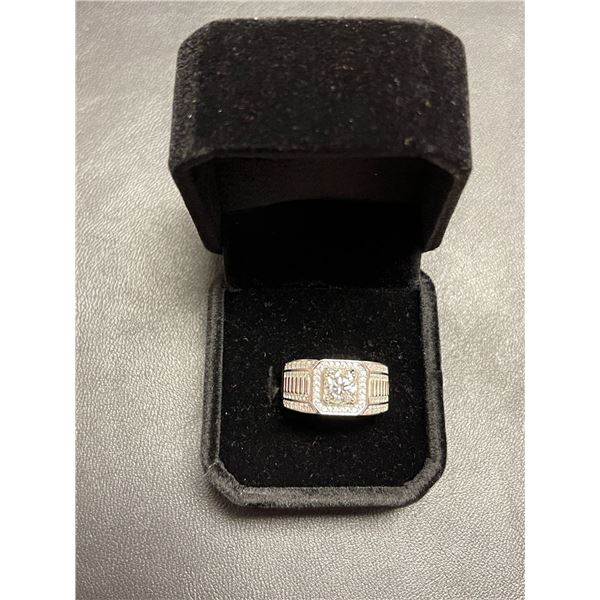 GRA certified 1.0 carat moissanite VVS D colour w/84 cubic zirconium set in 925 silver ring size 10.