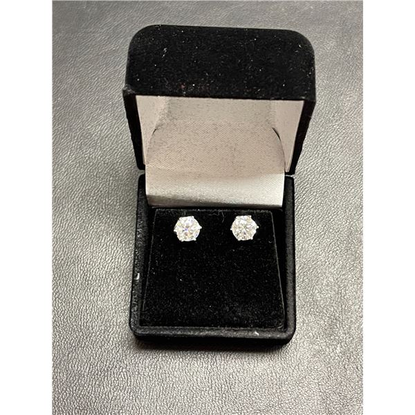 GRA certified moissanite VVS D colour earrings set in silver weighing an approximate total weight of