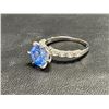 Image 2 : GRA certified blue moissanite weighing 3.00 carat set in sterling silver ring in shank w/8 oval cut