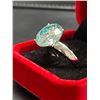 Image 2 : One full cut round brilliant moissanite VVS greenish blue stone weighing approx. 11.60 carat set in