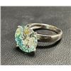 Image 3 : One full cut round brilliant moissanite VVS greenish blue stone weighing approx. 11.60 carat set in