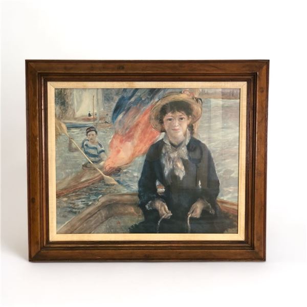 Framed "Boating" reproduction painting print by Pierre-Auguste Renoir - frame approx. 38in x 33in