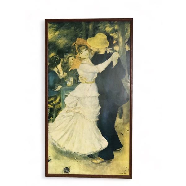 Framed "Dance at Bougival" reproduction painting print by Pierre-Auguste Renoir dated 1883