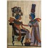Image 2 : Framed Egyptian Pharaonic papyrus center modern painting from estate - frame approx. 23in x 27 1/2