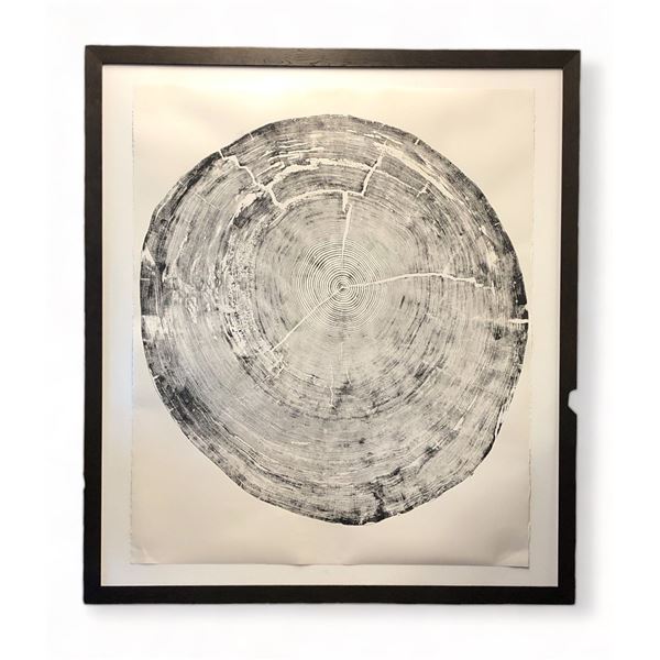 Framed original "Large Sitka Tree Ring" print on canvas centered on frame signed by artist - from mo