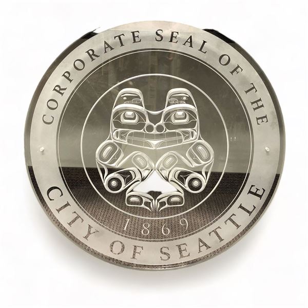 Corporate Seal of The City of Seattle 1869 round acrylic First Nations art sign from movie set - app