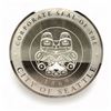 Image 1 : Corporate Seal of The City of Seattle 1869 round acrylic First Nations art sign from movie set - app