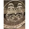 Image 4 : Corporate Seal of The City of Seattle 1869 round acrylic First Nations art sign from movie set - app
