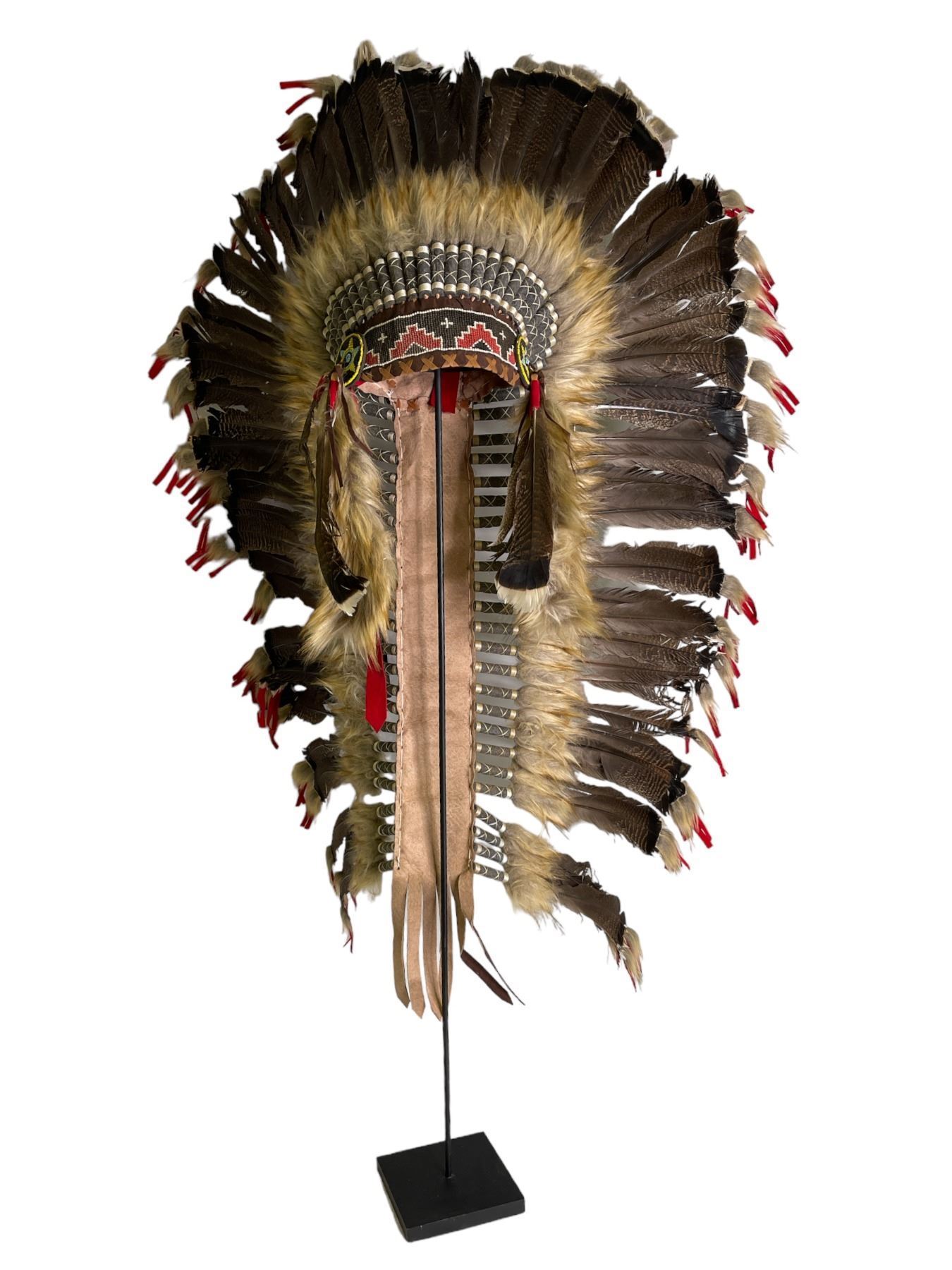 Native American custom-designed head dress from movie set w/ wooden ...