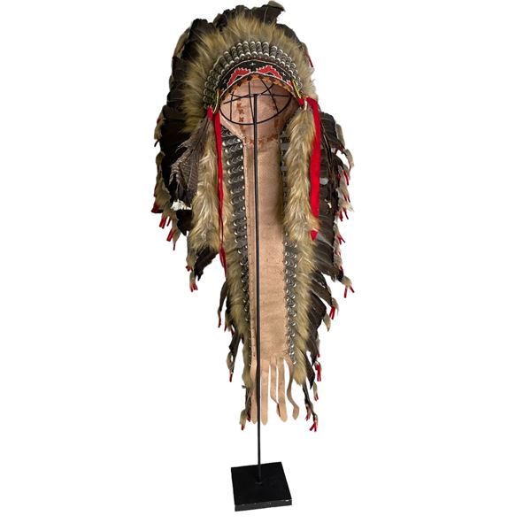 Native American custom-designed head dress from movie set w/ wooden ...