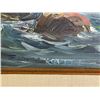 Image 3 : Framed original "Ocean Shore" oil painting on canvas signed by artist Elmar Koppel w/ note dated 198