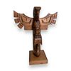 Image 1 : First Nations wood-carved mini decorative totem pole from movie set - approx. 11in tall x 9in wide x