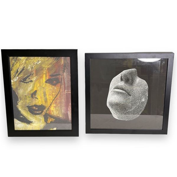 Group of 2 decorative framed prints from movie set - approx. 20in x 20in & 17in x 21in