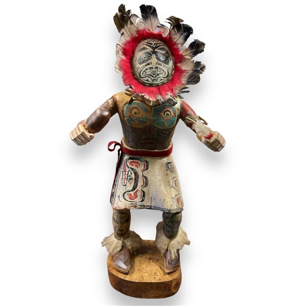 Navajo Guard Kachino wood carved doll from movie set - approx. 35in tall x 15 1/2in wide x 13 1/2in
