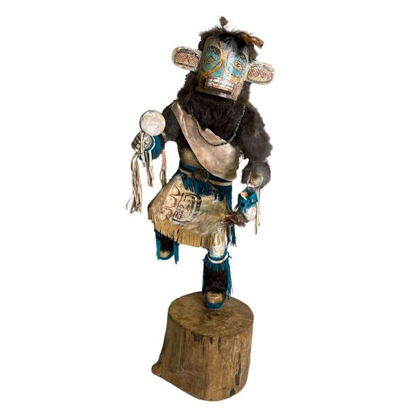 Navajo Guard Kachino wood carved doll from movie set - approx. 37in tall x 15in wide x 13in depth