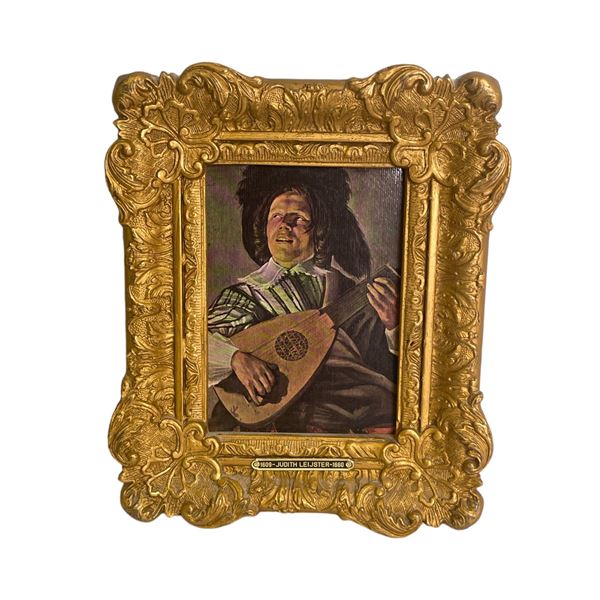 Framed Judith Leijster 1609-1660 painting/print on board - approx. 7in x 8 1/2in