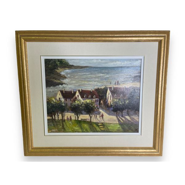 Framed original "Cornwall Scene" painting on board signed by artist Marita from estate - note says p