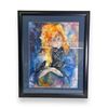 Image 1 : Framed original "Woman with Cat" watercolor painting signed by artist Maria Michell from estate - fr
