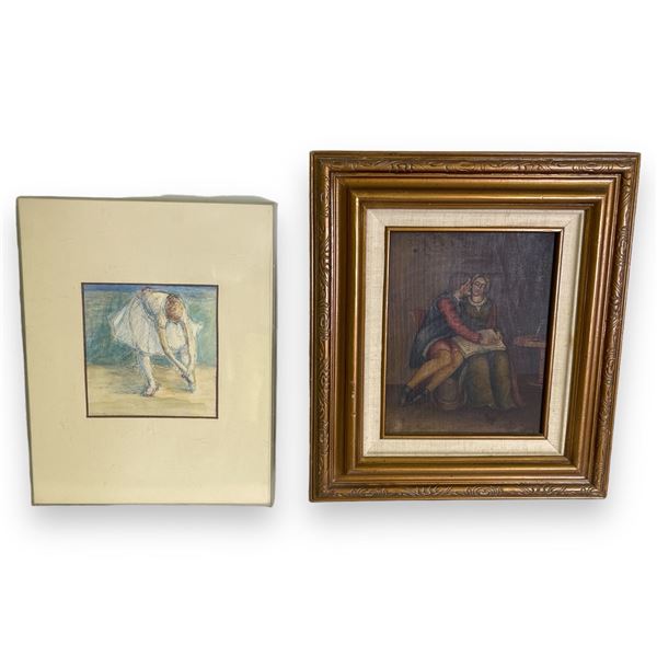 Group of 2 assorted paintings - includes painting from Colleen Gauthier - framed painting approx. 15