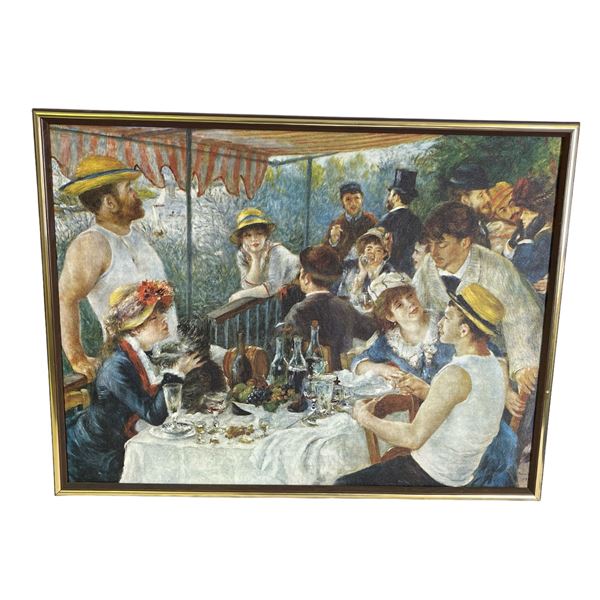 Framed original painting print on canvas by French artist Pierre-Auguste Renoir from estate - frame