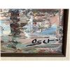 Image 3 : Framed original "Harbor Area" oil painting on canvas signed by artist Robert Oset - note says bought