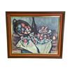 Image 1 : Framed original "Fruit Basket" painting print on canvas by artist - frame approx. 33in x 27 1/2in