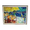 Image 1 : Framed original "On Yacht" painting on canvas signed by artist YGartua 1996 from estate - frame appr