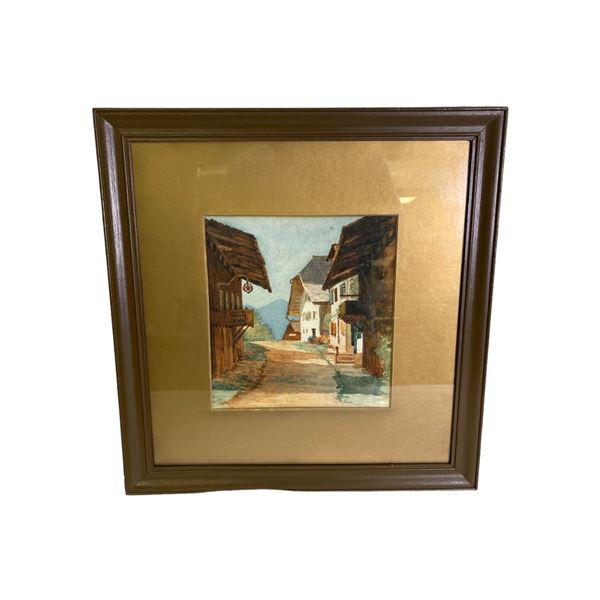 Framed original watercolor painting from estate - note says painting was bought in London, England M