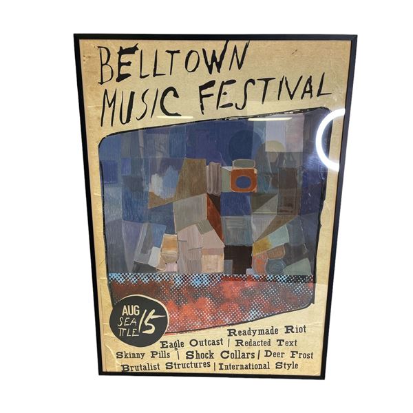 Framed Belltown Music Festival poster from movie set - frame approx. 20 1/2in x 28 1/2in