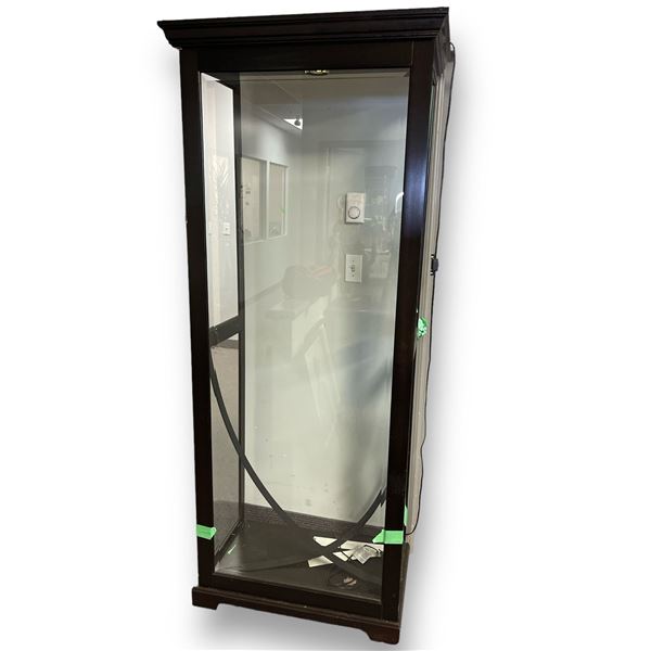 Wood & glass display light-up showcase cabinet - approx. 30 1/2in wide x 20in depth x 79 1/2in heigh