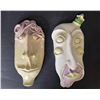 Image 1 : Set of 2 decorative clay wall face masks
