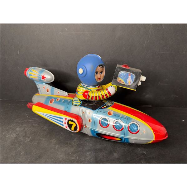 Vintage Red China Universe Televiboat Tin Toy 1970s