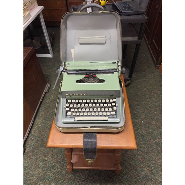 Group of vintage Remington 11 typewriter w/case & 3 tier side table
