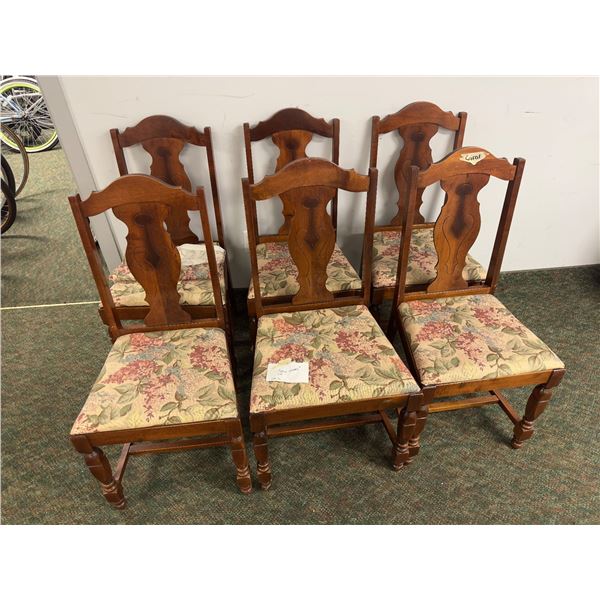 Group of 6 antique wood dining chair set