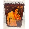 Image 3 : Group of 2 decor pcs including - Elvis Presley wood design & framed ship on the sea