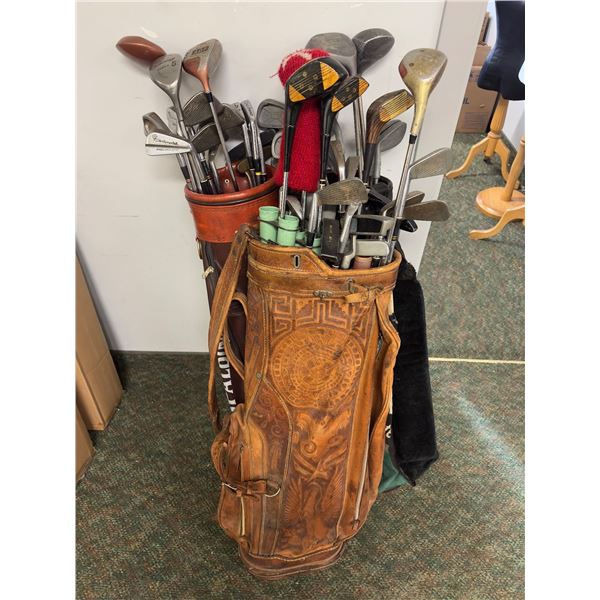 Group of 3 vintage golf clubs w/clubs