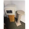 Image 1 : Group of misc including - Sentry safe, pillar, 3 tier sideboard, etc... (code or key for safe is mis
