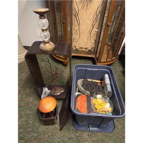 Group of misc items including - box of books, decor, comfort cross, etc...