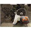 Image 1 : Large group of parts of electric bike, air pump bleeder tank, misc electronics, etc...
