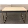 Image 1 : High-end modern white table w/ metal legs (approx. 55" x 32" x 3ft)