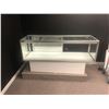 Image 1 : Modern glass display cabinet w/ white wooden base (lights not tested & scratches, approx. w/ base 5f
